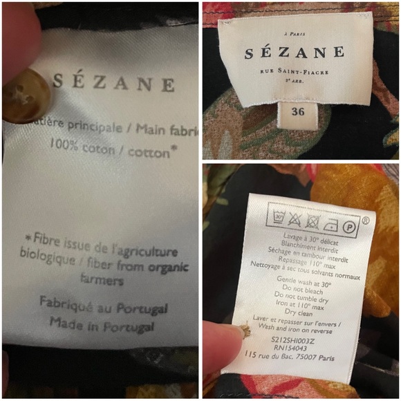 SEZANE Black Orange Dark Floral Printed Lightweight Button Down Pierro Shirt - Picture 12 of 13